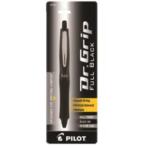 Pilot Corporation Of America  Dr. Grip Full Black Retractable Ballpoint Pen 1.0mm Black