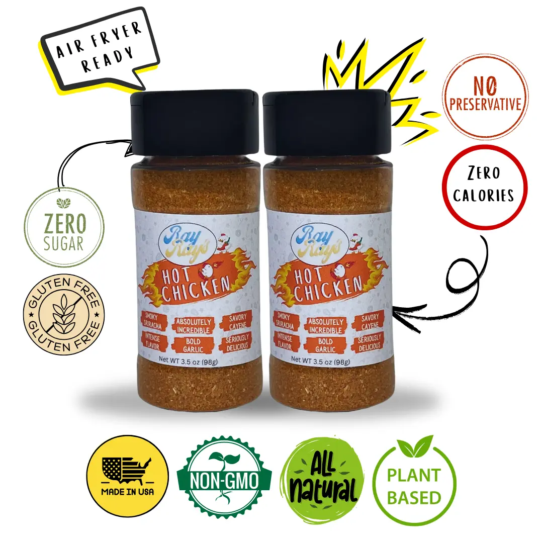 Ray Ray's Hot Chicken Seasoning- 2 Pack 3.5 oz All Purpose Seasoning great on meat, veggies and more!