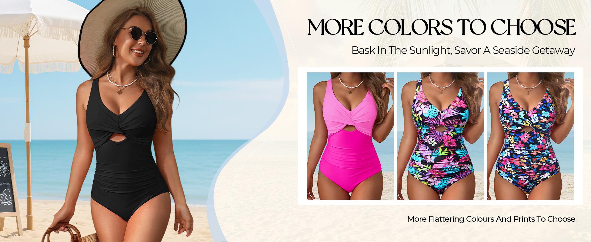 Tempt Me Women One Piece Swimsuits - Tummy Control Cutout Bathing Suit V Neck Twist Front Swimwear 2026