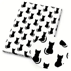 1 piece of cat-print fabric – 59×19.68 inches (150×50 cm) pre-cut polyester fabric featuring a black-and-white cat pattern – suitable for DIY sewing, scrapbooking, tablecloths, and crafts