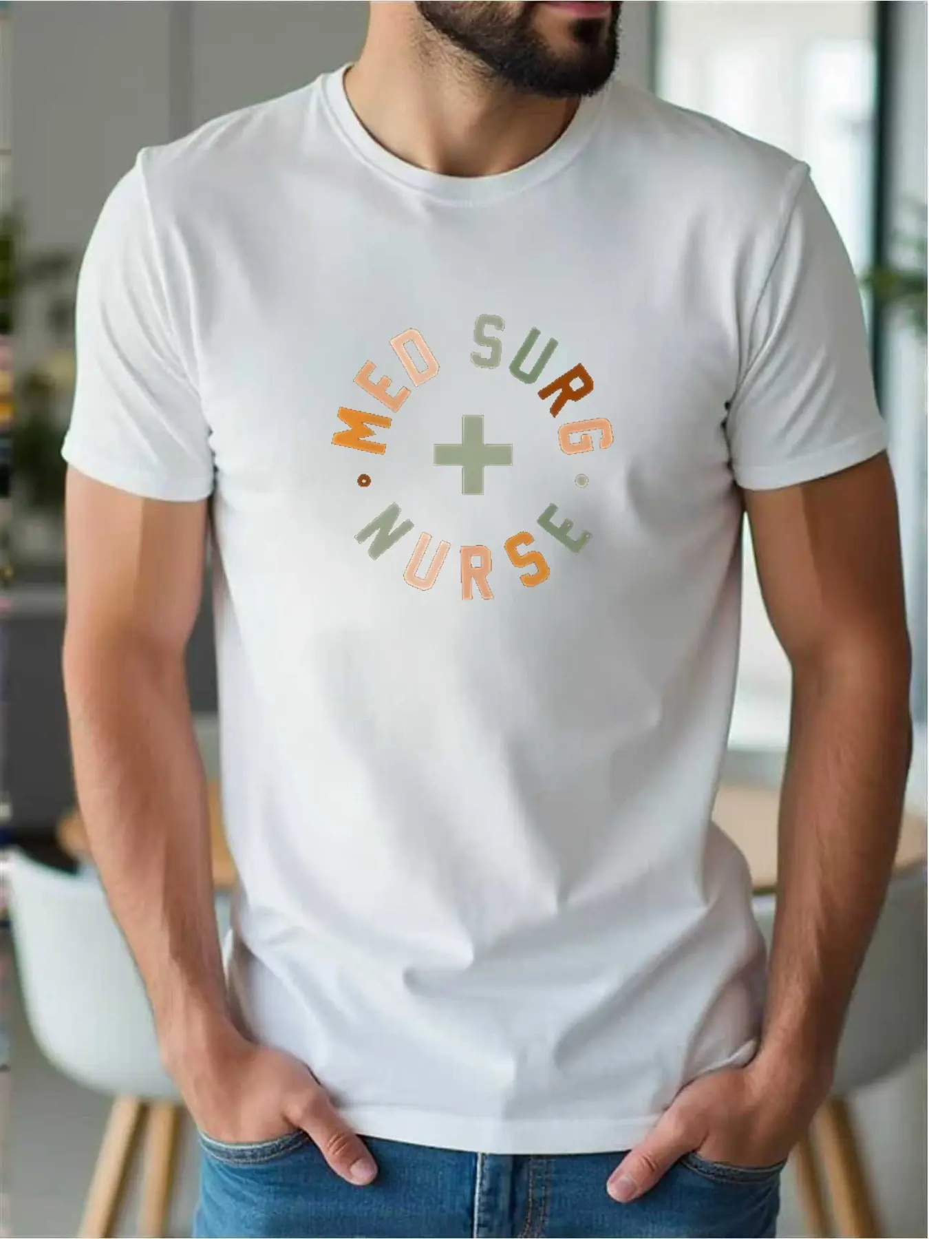 Medical Surgical Nurse Men's TShirt Med Surg Nurse unisex soft cotton short sleeve t shirt, vintage graphic casual tee for men women teens, perfect birthday holiday gift for camping travel gym daily street  wear