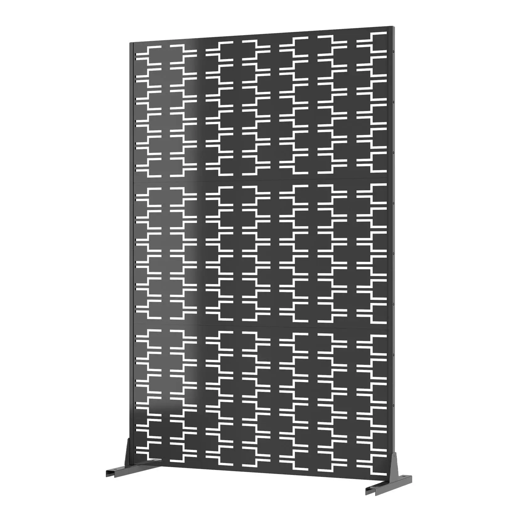GARVEE 74x47.2" Rectangular Metal Privacy Screen with Metal Frame & Stand - Decorative Room Divider, Freestanding Patio Partition for Deck, Garden - Indoor & Outdoor Use (F)