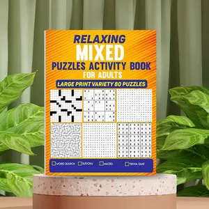 Adult Puzzle Book Set, Multi-Function Sudoku Crossword Maze Word Search, Ideal Gift for Adults & Seniors, Portable Design, No Pen Included