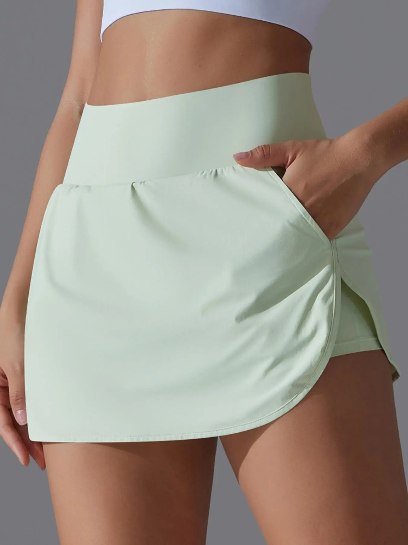 Women's Solid Color Sports Skort, Stretchy Sports Skort, Breathable Comfortable Tennis Skort, Ladies Sportswear for Indoor and Outdoor Wear, Workout Skorts, Tennis Skirts, Athletic Skort, Comfy Breathable Skort