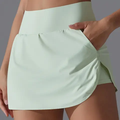 Women's Solid Color Stretchy Breathable Sports Skort, Comfortable Tennis Workout Skirt, Athletic Sport Skirts for Indoor and Outdoor Wear, Athletic Sportswear