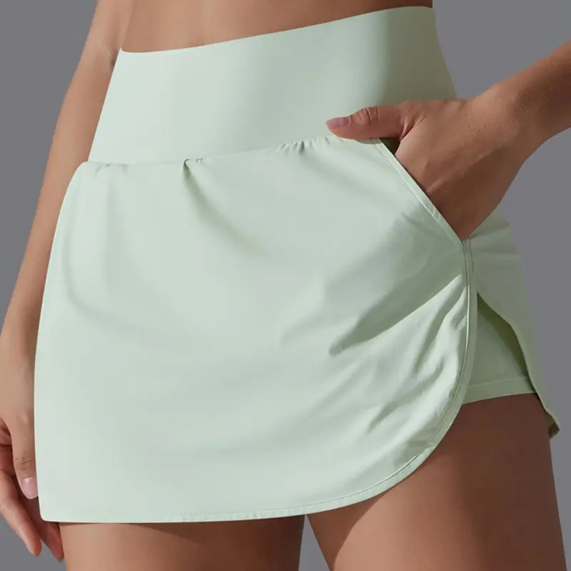 Women's Solid Color Stretchy Breathable Sports Skort, Comfortable Tennis Workout Skirt, Athletic Sport Skirts for Indoor and Outdoor Wear, Athletic Sportswear