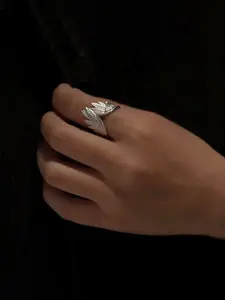 Creative Angel Wings Adjustable Ring, Neutral Style Opening Brushed Wing Ring, Unique Fashion Gift Idea
