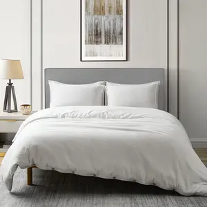 DAPU Linen Cotton Blend Duvet Cover Set, Washed Lightweight Bedding Set with Buttons Closures, Hypoallergenic Soft Linen Cotton Blend Duvet Cover Set with 8 Corner Ties