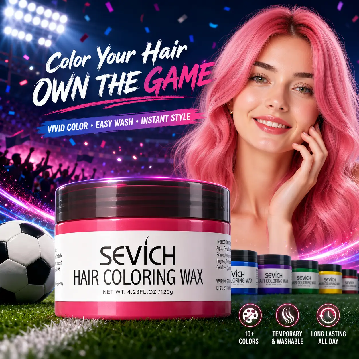 Sevich Temporary Hair Color Cream Quick Change Color Technology Formula 120g Matte Non-Sticky Hair Clay for Easy 3-Minute Styling and Clean Removal