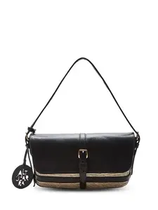 Altuzarra - Watermill Leather and Raffia Flap Shoulder Bag - Natural Black