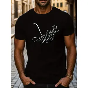 Men's Music Themed Guitar Player Graphic Short Sleeve T-Shirt – Casual Crew Neck Musician Tee Perfect for Concerts, Gigs & Everyday Casual Wear