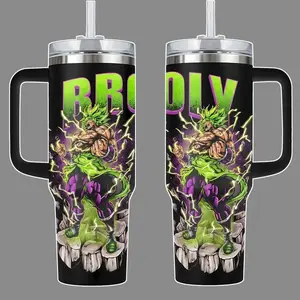 Super Broly Rage Power dbz Stainless Steel Tumbler 20oz / 40oz with Handle & Straw | Legendary Berserker Edition