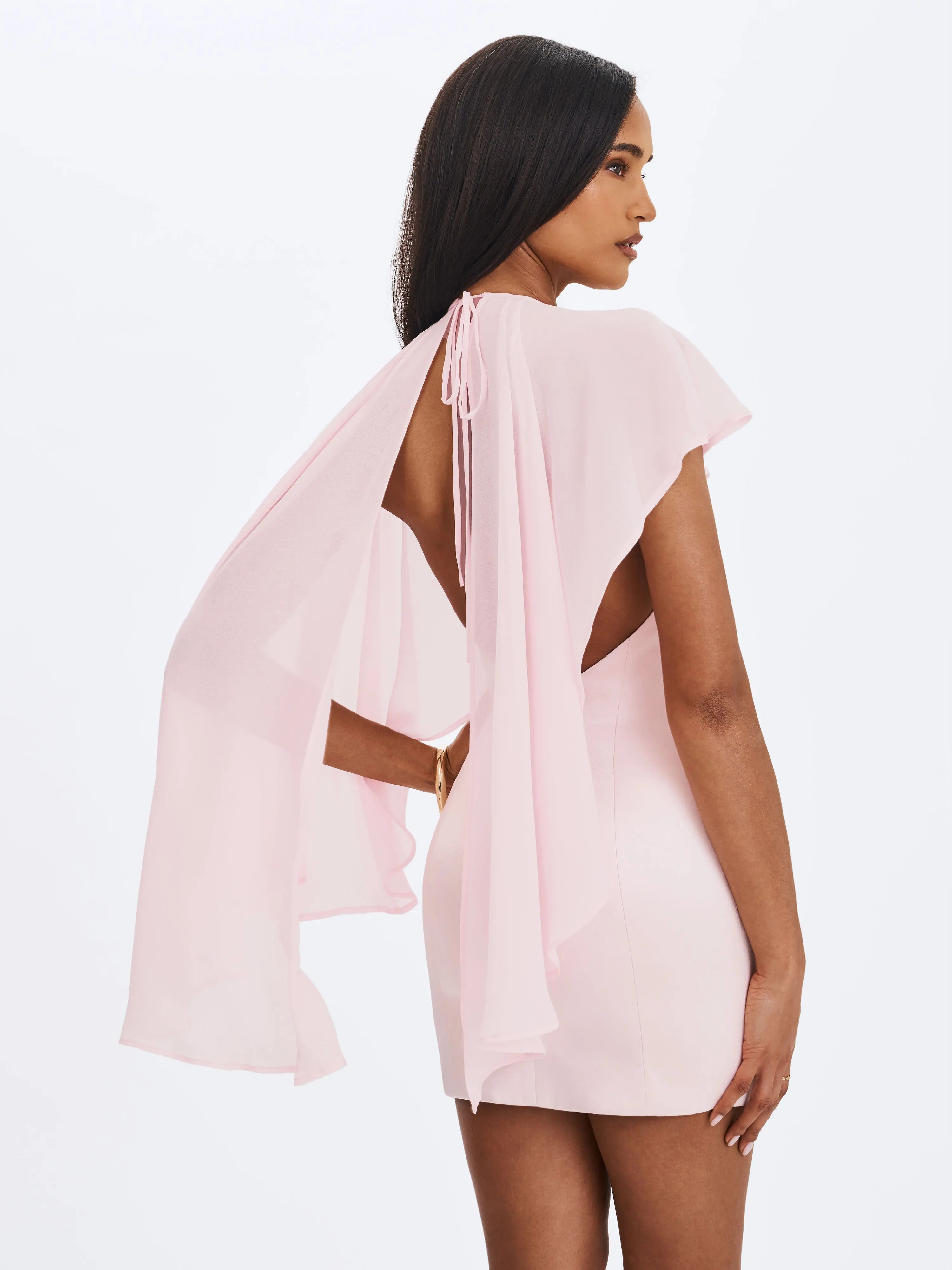 gathered asymmetric midi dress cos Charmayne Asymmetric Ruffle Trim Maxi Dress Pink main image 0