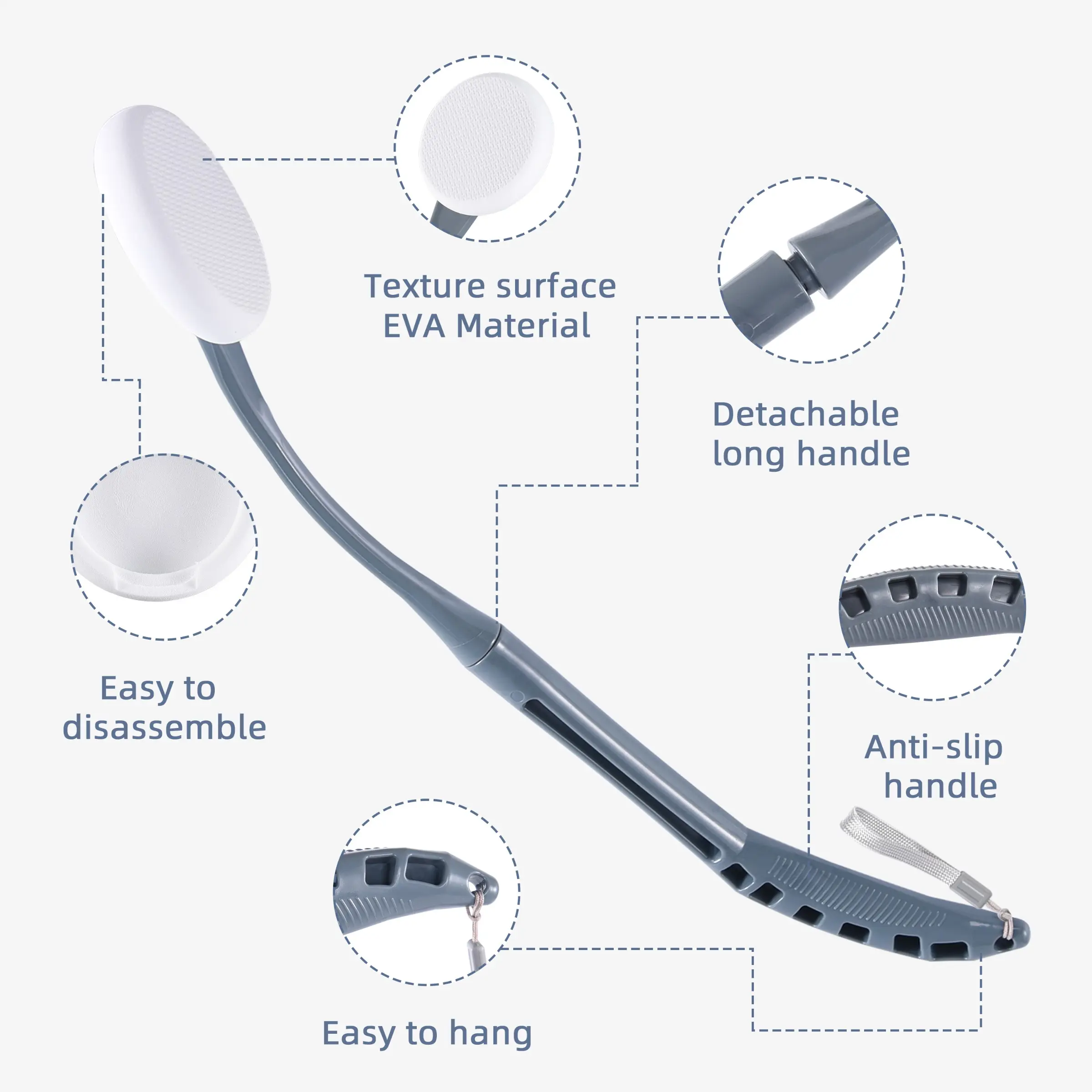 Back lotion applicator, 20.5-inch back lotion applicator, convenient for applying back lotion, easy to use and washable, back tanning lotion applicator, Body Care Tool, Body Brush