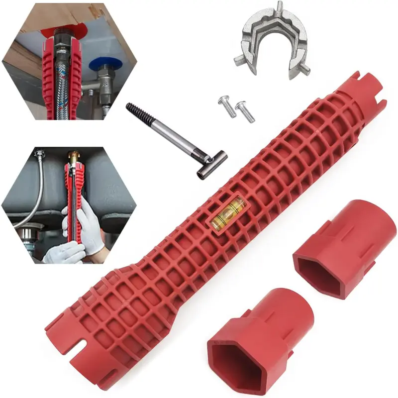 Basin Wrench, Faucet and Sink Installer Tool Multifunctional Plumbing Tool Pipe Extractor for Sink Bathroom Kitchen Toilet Plumbing