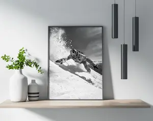 Snowboarder B&W Poster, Wall Art, Poster Print, Wall Decor, Snowboarding, Winter Sports, Adventure, Black and White, Snow, Home Decor,