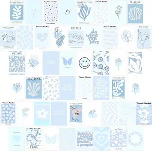 Blue Room Decor Aesthetic,Blue Wall Collage Kit Posters for Room Aesthetic Posters Prints,Blue Aesthetic Dorm Room Decor for Teen Boys Girls (50pcs 4x6 inch