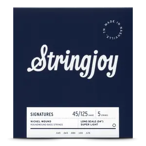 Stringjoy 45-125 Long Scale 5 String Super Light Gauge Signatures - Nickel Wound Bass Guitar Strings
