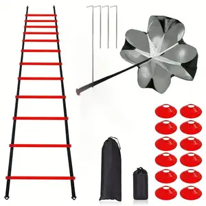 Football Training Ladder with Storage Bag, 1 Set of Agility Speed Training Ladder and Accessories, Suitable for Indoor Use; Suitable for Football Enthusiasts' Outdoor Sports Training Equipment, Outdoor Essentials, Ball Sports Equipment