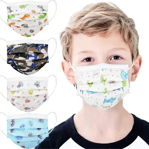 KF5-EMK03   Kids Disposable Face Mask 50 Pack Ages 5-12 Filter 3-Layer Safety Face Masks for Kids Daily Use.All Metal Nose Clips(Multicolored)