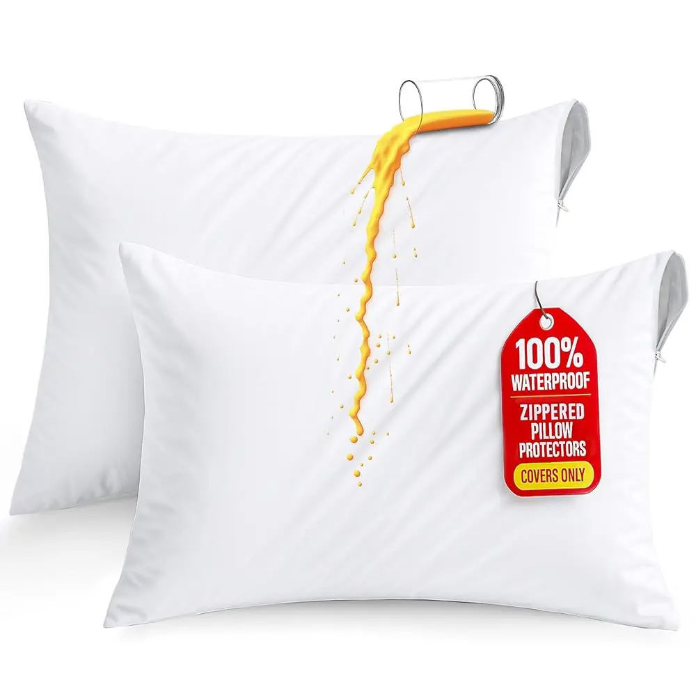 Utopia Bedding Pillow Protectors with Zipper, Bed Bug and Dust Mite Proof Pillow Covers, Ultra Soft Pillow Encasements, Moisture Wicking and Waterproof Pillow Cases