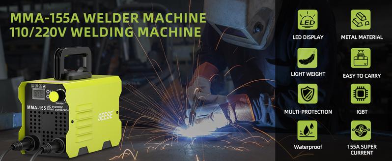 【TikTokShopHolidayHaul】SEESE 155Amp MINI Portable Welding Machine, Stick Welder, AC 110/220V smart conversion, LED Display Digital Welder, Portable MMA Arc Welder Gift for Thanksgiving,Christmas,New Year 【TikTokShopHolidayHaul】SEESE 155Amp MINI Portable Welding Machine, Stick Welder, AC 110/220V smart conversion, LED Display Digital Welder, Portable MMA Arc Welder Gift for Thanksgiving,Christmas,New Year