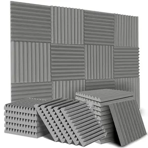 12/24/48PCS 12"X12"X1" Acoustic Foam Panel Wedge Studio Soundproofing Wall Tiles,20KG/m³Density,For Reading Room Meeting Room Study Library Club Cinema Music Studio Recording