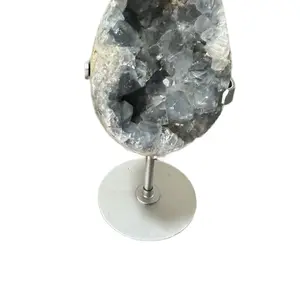 Celestine Drusy Crystal Egg with stand