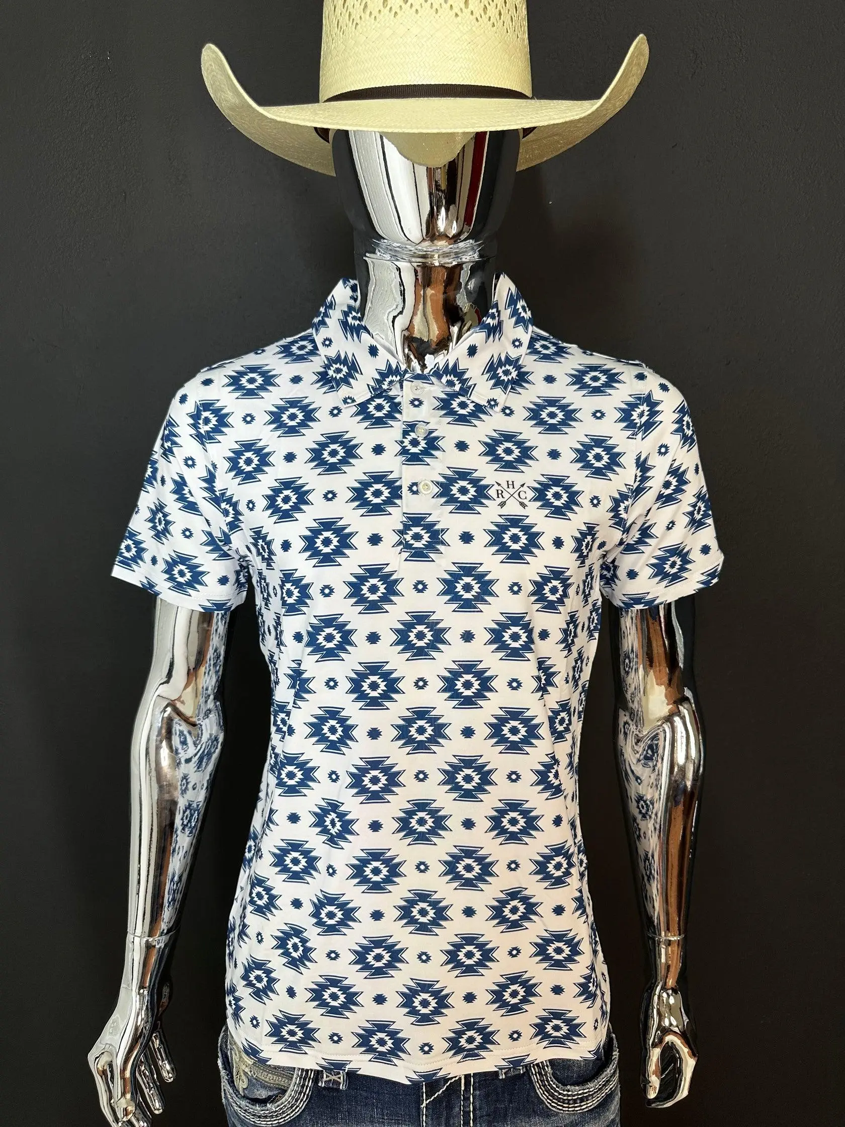 Mateo Aztec Polo Shirt Performance Men’s Polo Short Sleeve Shirt Menswear Top Outdoor Polyester Casual Fabric