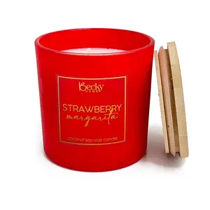 Becky Homes Strawberry Margarita Scented Candle 14.5oz Three Wick Coconut Soy Wax Big Huge Candle for Bath and Home Fragrance