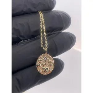 16-18 Chain + Raining Hearts Medallion Pendant!! 925 Sterling Silver Retail: $49.99