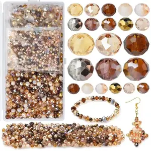Faceted Rondelle Glass Beads for Jewelry Making AB Color 1000pcs Crystal Spacer Beads,Assorted Jewelry Beads for Bracelets Necklaces Accessories