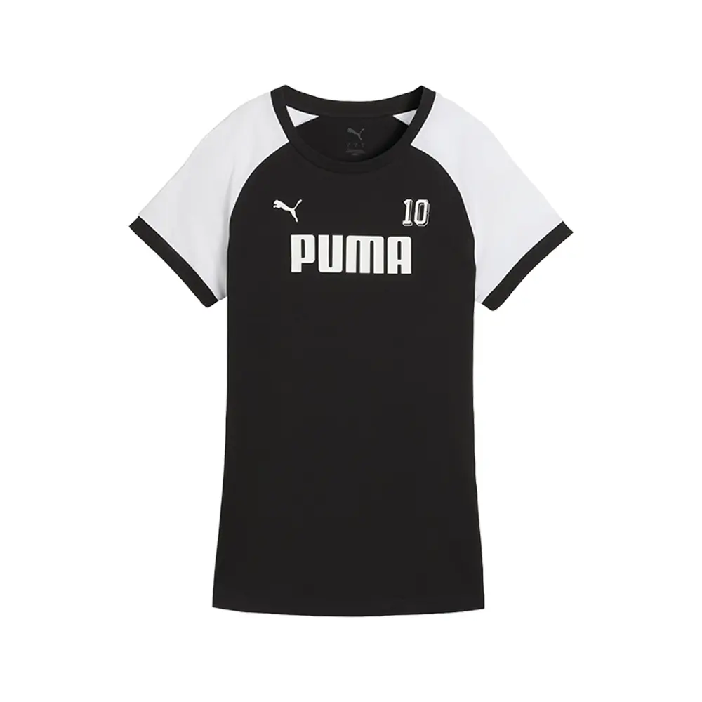 PUMA Womens Sport Ringer Logo Crew Neck Short Sleeve Casual Tops Casual - Black