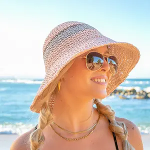 Stripe Accent Straw Hat - Lightweight Design with Colorful Stripes, Ideal for Sun Protection and Stylish Look
