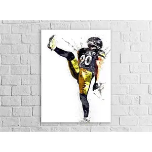 TJ Watt, Pittsburgh Steelers, Gallery Canvas Wrap or Museum-Quality Poster, Fine Art, Wall Decor for Man Cave, Kids room, Dorm