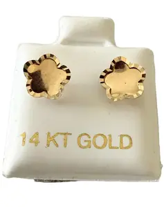 Polished Flower 14k gold earrings