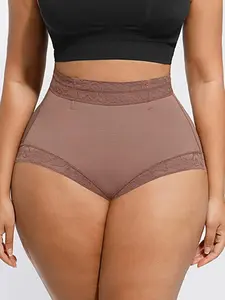 1 Count Women's Solid Color Lace Seamless Waist Shapewear Panties, Body Contouring Shapewear, Tummy Control Butt Lift Shaping Shorts, High Compressing Panty, Underwear, Elegance, Suitable for Daily Wear & Gift to Her