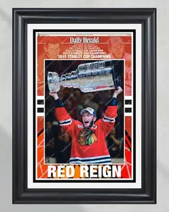 2015 Chicago Blackhawks Stanley Cup Champions "RED REIGN" Unframed Poster - Championship Front Page Newspaper Print - Windy City Hockey Dynasty Wall Art