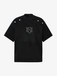 Metallic Print Suede Crew Neck T-Shirt