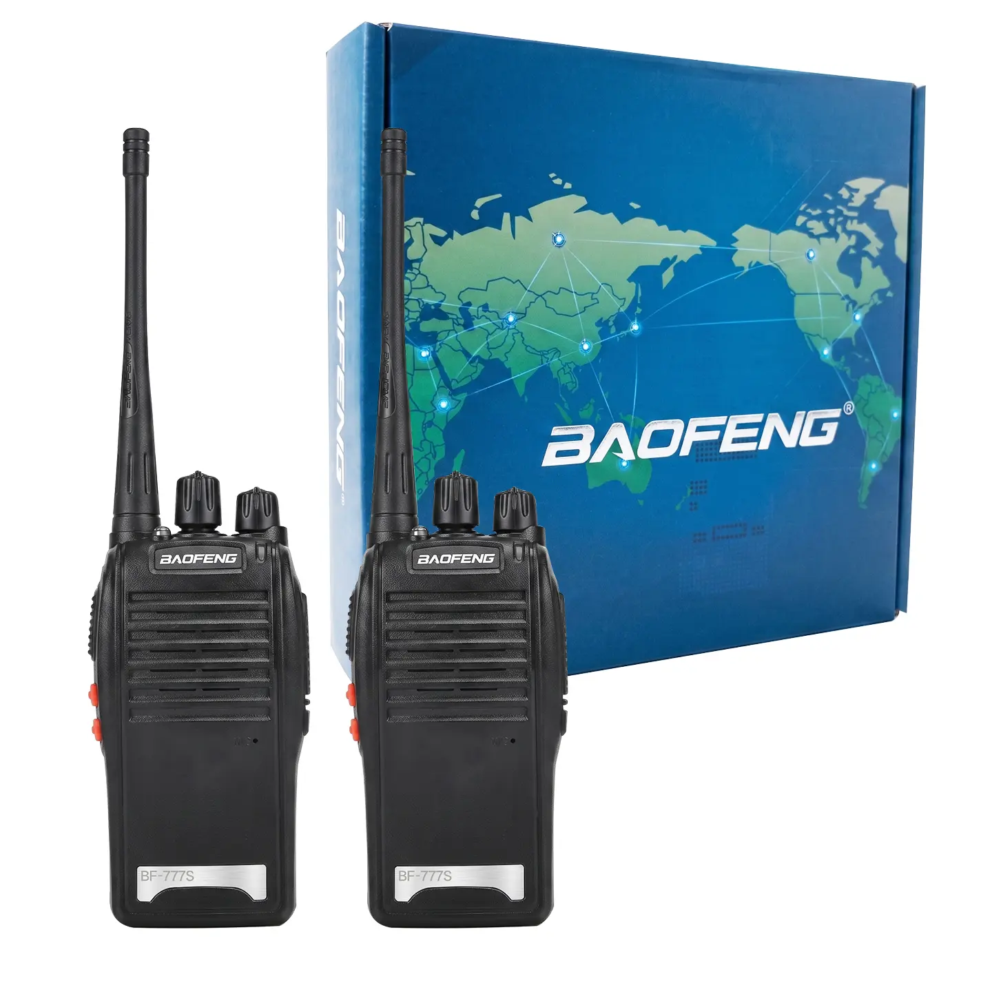 BF-777S Rechargeable Analog 2-Way Radios with Flashlight, Long Range, Batteries, Cells, Water-Resistant, Outdoor Gadgets for Adults Camping, Warehouse Security (2 Pack) - Ideal for Gifting