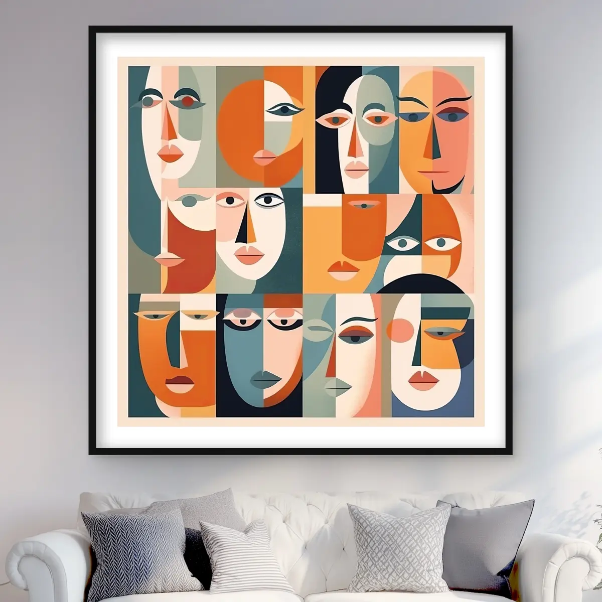 212 MAIN Judgmental Gaze Matted Print Artwork - 48x48 in Framed Wall Art, Contemporary Eclectic Home Decor, Living Room Conversation Piece, Ideal Gift