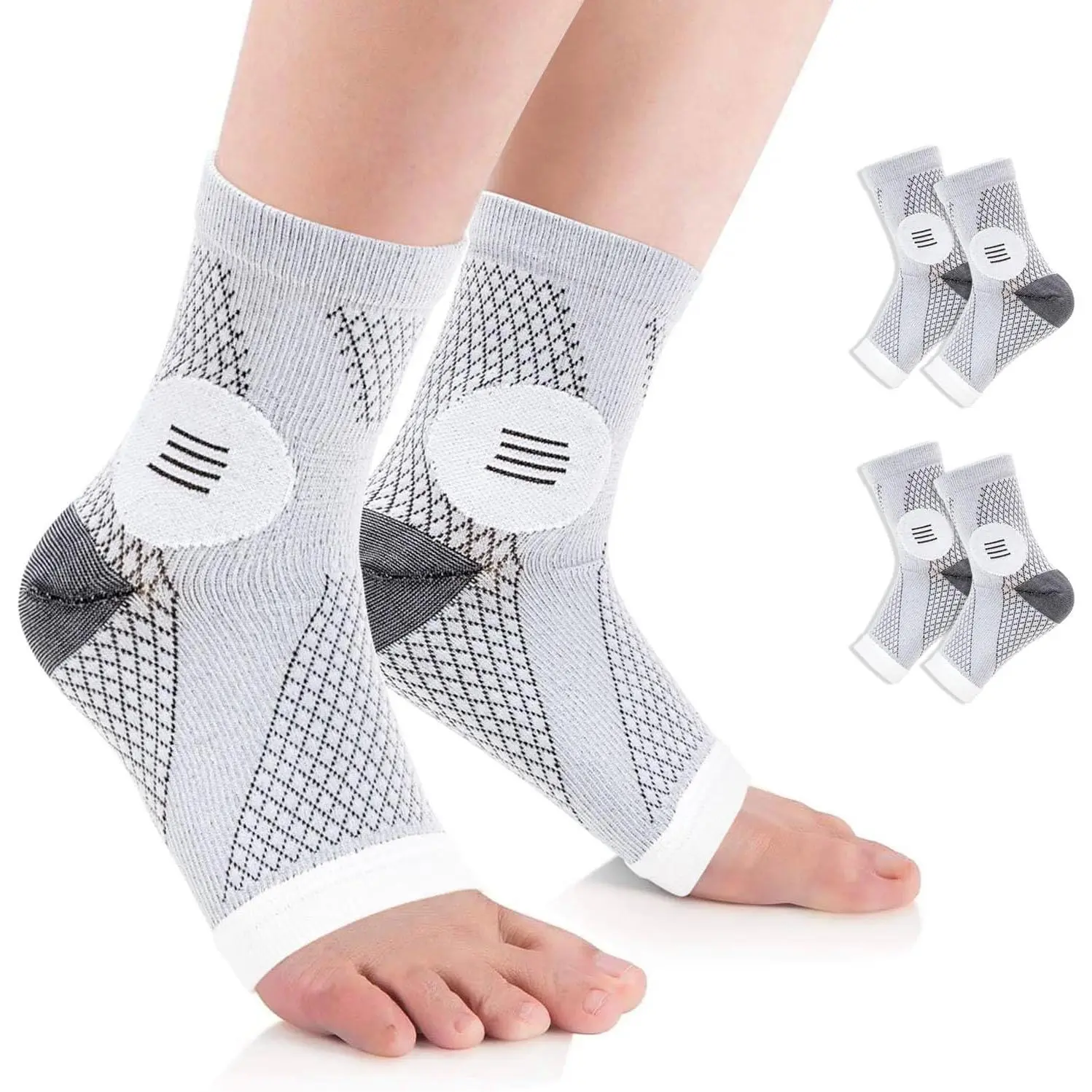 2 Pair Neuropathy Socks for Women Men, Plantar Fasciitis Sock Neuropathy Pain Relief Socks for Feet, Ankle Compression Socks for Neuropathy Pain, Ankle Brace for Sprained Ankle (L)