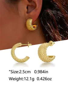 Fashion Thick Round Earrings, Stainless Steel Circle Earrings for Women/girls, Unique Ear Cuff, Vintage Party Accessory