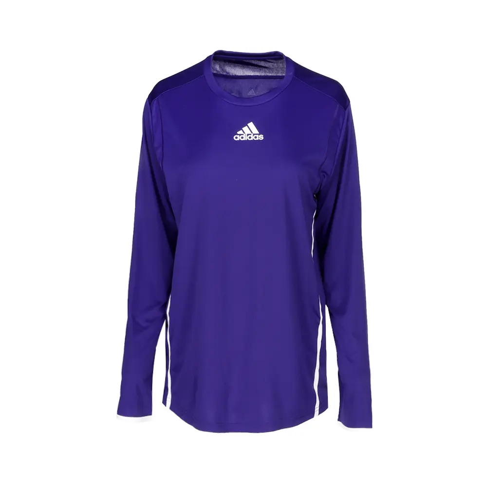 adidas Womens Team Issue Crew Neck Long Sleeve Athletic Casual Tops Casual - Purple