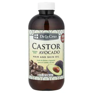 De La Cruz Hair and Skin Oil, Castor Infused with Avocado, 8 fl oz (236 ml)