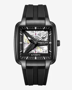 Skeleton Automatic Black Silicone Strap Watch