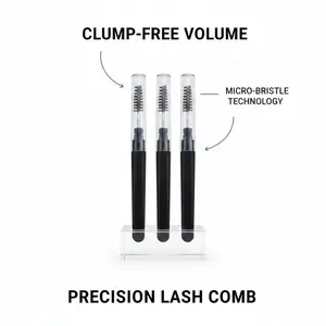 3 Pcs Silicone Eyelash Separator, Lashes Brush Separator, Mascara Brushes, Reusable Mascara Brush Wand, Eyebrow Spoolie Brushes Eyelashes Definer with Lid (Pink, Black)