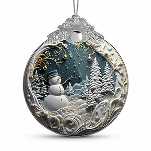 Christmas Ornaments 2026 Snowman | 4 Inch Acrylic Holiday Ornament Art for Christmas Tree, Home Décor, Car Interior, Gift & Xmas Decorations