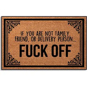 If You are Not Family, Friend, Delivery Person Fuck Off Funny Welcome Mats Outdoor Rugs for Front Door Entrance, Outdoor Door Mats for Home Entrance Mat Indoor