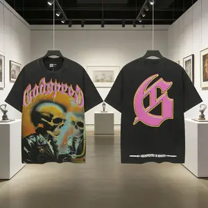 Godspeed Skull Graphic T Shirt Vintage Washed Streetwear Rock Band Style Cotton Loose Fit Breathable Casual Outdoor Summer Tee for Men Women Unisex Trendy Y2K Punk Gothic Fashion